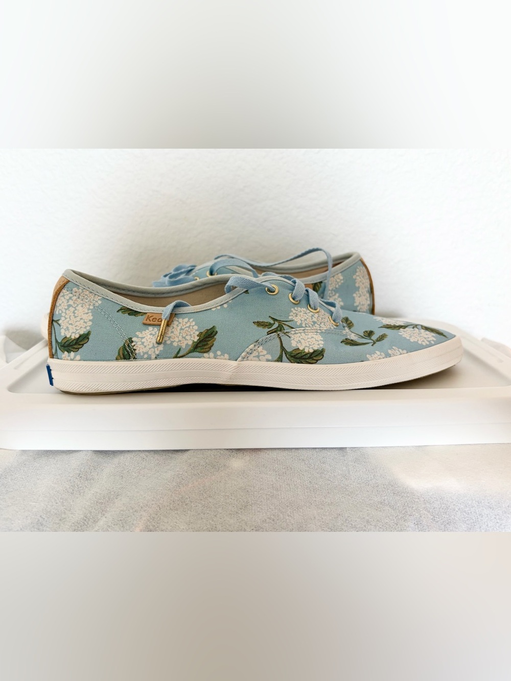 Like-New Keds x Rifle Paper Co. Vintage Champion Sneakers in in Blue Hydrangea - Picture 3 of 9
